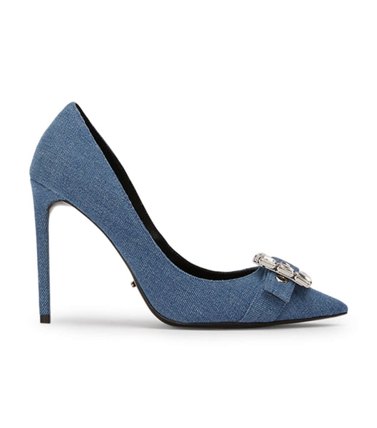 Tony Bianco Abbey Washed Denim 10.5cm Bling Heels Blue | SGJBT76855