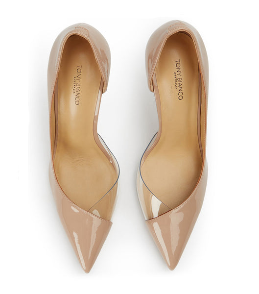 Tony Bianco Adore Coco Patent/Clear Vinylite 10.5cm Court Shoes Beige | LSGSX61577