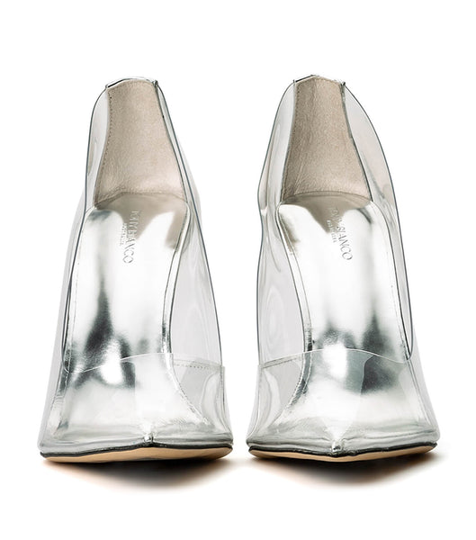 Tony Bianco Alijah Clear Vinylite/Silver 10.5cm Stiletto Heels Silver | DSGVO32394