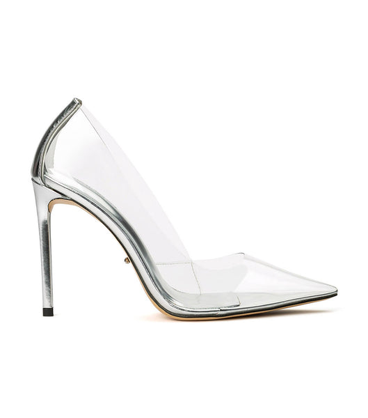 Tony Bianco Alijah Clear Vinylite/Silver 10.5cm Stiletto Heels Silver | DSGVO32394