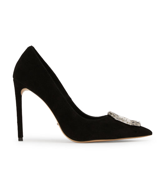 Tony Bianco Alison Black Suede 10.5cm Bling Heels Black | SGJKU72316