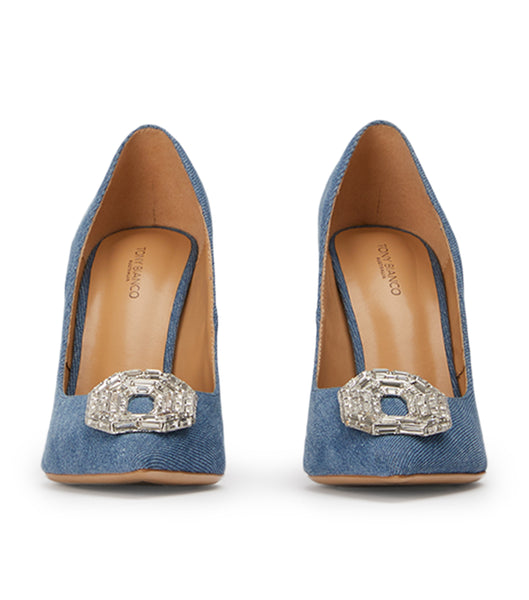 Tony Bianco Alison Washed Denim 10.5cm Bling Heels Blue | SSGVO76136