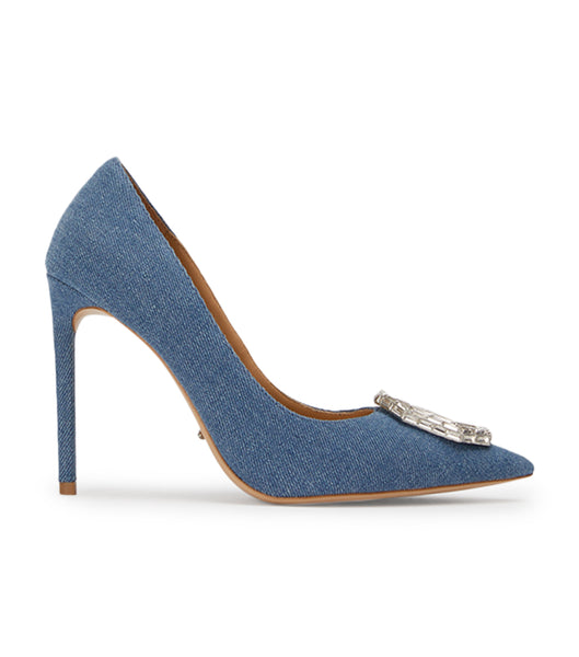 Tony Bianco Alison Washed Denim 10.5cm Bling Heels Blue | SSGVO76136