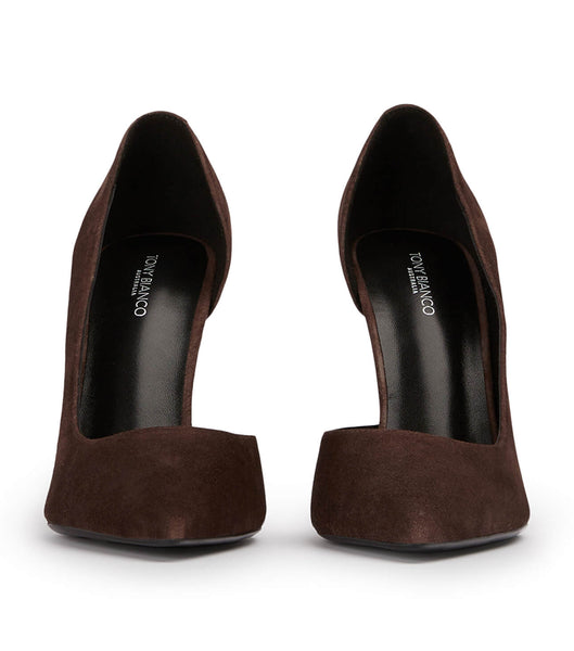 Tony Bianco Alyx Espresso Suede 10.5cm Court Shoes Chocolate | SGZDE47028