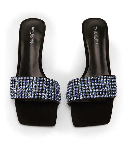 Tony Bianco Amos Blue Crystal/Black Suede 6.5cm Bling Heels Blue / Black | SGJBT21779