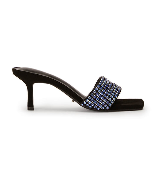 Tony Bianco Amos Blue Crystal/Black Suede 6.5cm Bling Heels Blue / Black | SGJBT21779