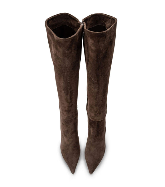 Tony Bianco Apollo Espresso Suede 10.5cm Stiletto Boots Chocolate | SGQCS59932