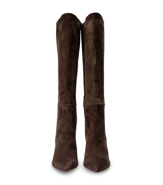 Tony Bianco Apollo Espresso Suede 10.5cm Stiletto Boots Chocolate | SGQCS59932