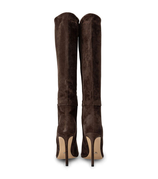 Tony Bianco Apollo Espresso Suede 10.5cm Stiletto Boots Chocolate | SGQCS59932