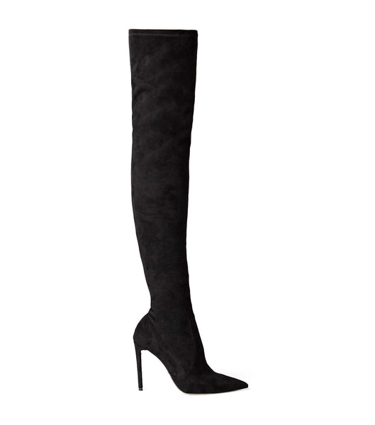 Tony Bianco Avah Black Stretch Suede 10.5cm Stretch Boots Black | SGNEJ83533