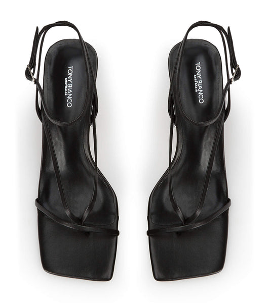 Tony Bianco Avi Black Nappa 6.5cm Strappy Heels Black | SGEAH90631