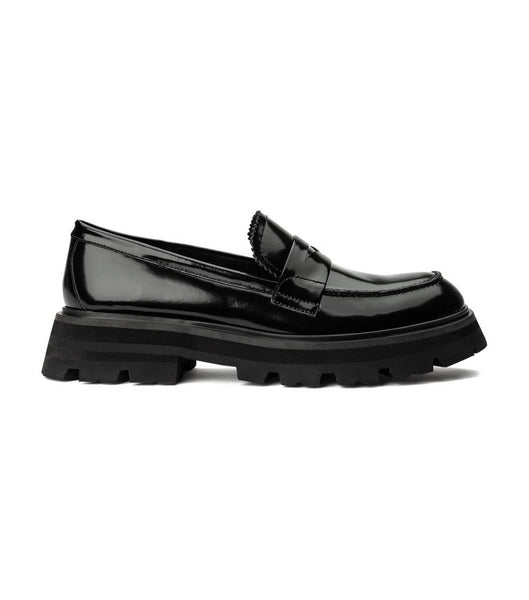 Tony Bianco Axell Black Hi Shine 4.5cm Loafers Black | FSGHY11933