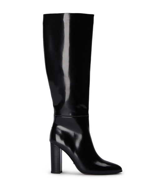 Tony Bianco Boss Black Hi Shine 9.5cm Heeled Boots Black | BSGSD90036