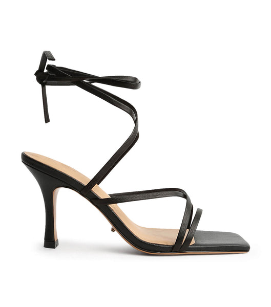 Tony Bianco Caden Black Sheep Nappa 8.5cm Strappy Heels Black | SGDFL44891