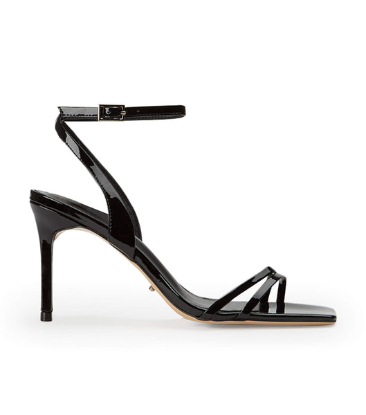 Tony Bianco Camelia Black Patent 8.5cm Strappy Heels Black | QSGWA20353