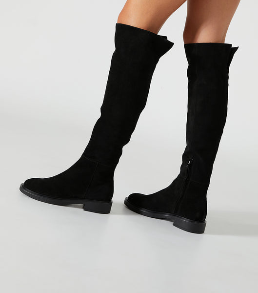 Tony Bianco Chasey Black Suede 4.5cm Knee High Boots Black | BSGSD32919