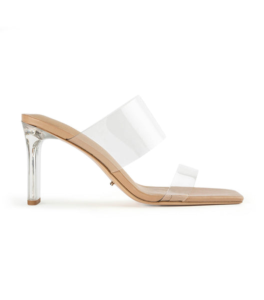 Tony Bianco Chicago Clear Vinylite/Skin Nappa 8.5cm Block Heels Skin Color | MSGFT91994