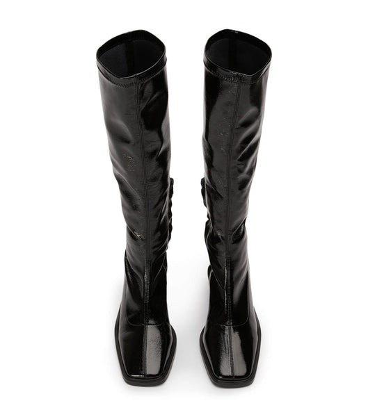 Tony Bianco Damon Black Crinkle Patent 7.5cm Mid Calf Boots Black | SGNZX85225