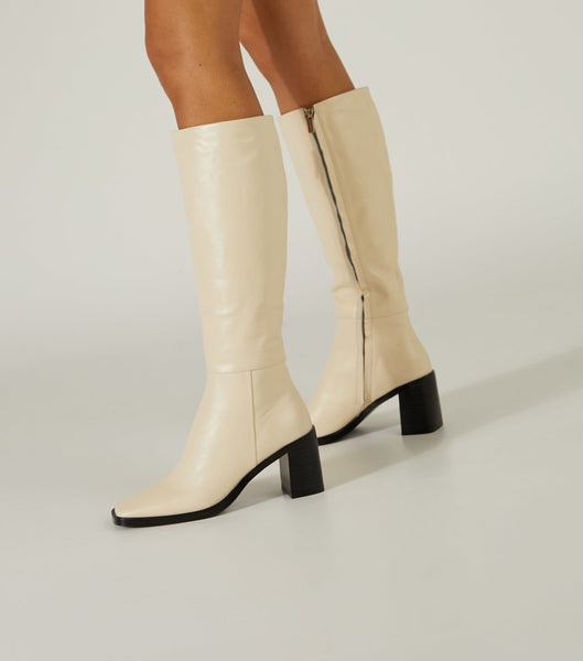 Tony Bianco Darby Ecru Venice 7.5cm Knee High Boots White | DSGVO46608