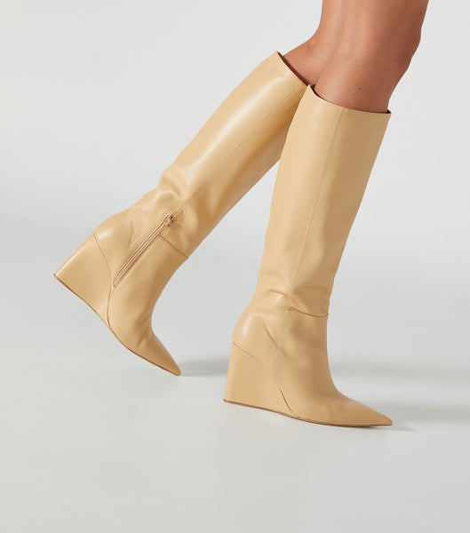 Tony Bianco Drake Butter Nappa 9.5cm Knee High Boots Yellow | GSGEC35646