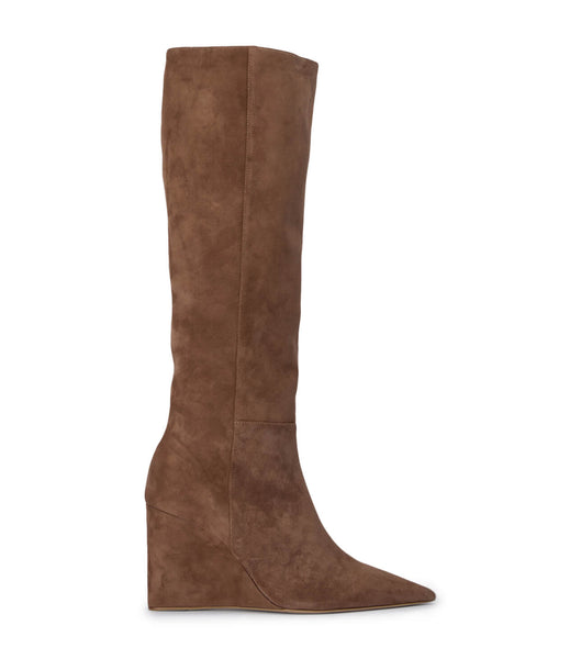 Tony Bianco Drake Saddle Suede 9.5cm Heeled Boots Brown | SGIIZ99429