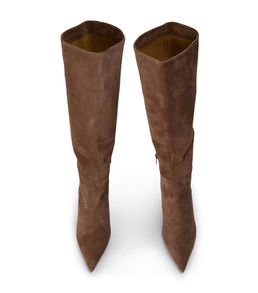 Tony Bianco Drake Saddle Suede 9.5cm Knee High Boots Brown | ASGDF36967