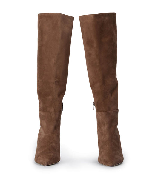 Tony Bianco Drake Saddle Suede 9.5cm Knee High Boots Brown | ASGDF36967