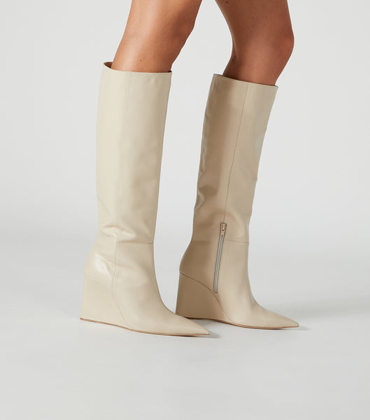 Tony Bianco Drake Vanilla Capretto 9.5cm Mid Calf Boots Light Yellow | SSGVO88388