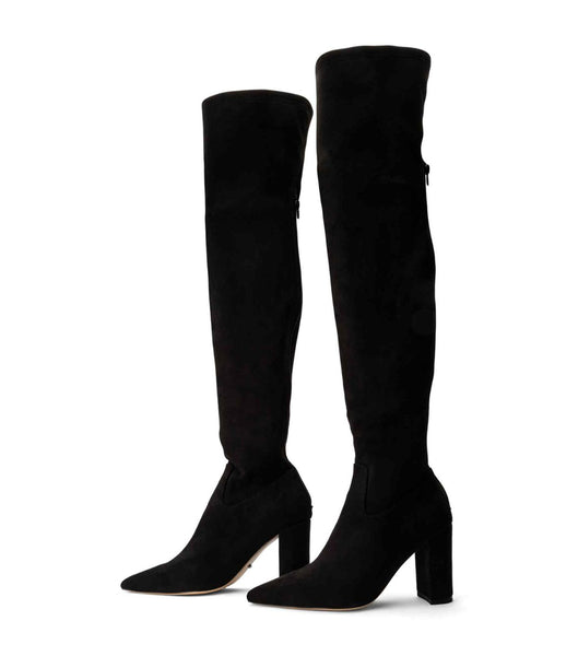 Tony Bianco Estella Black Stretch Suede 8.5cm Heeled Boots Black | ESGVG48712