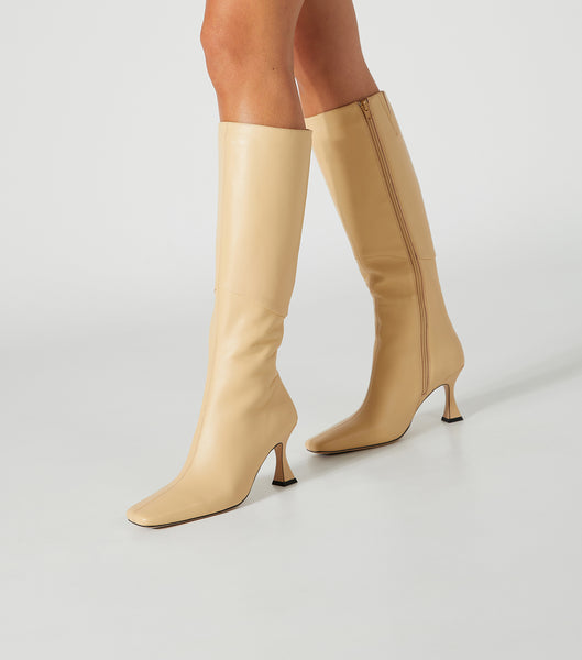 Tony Bianco Fantasy Butter Nappa 8cm Stiletto Boots Yellow | FSGHY51376