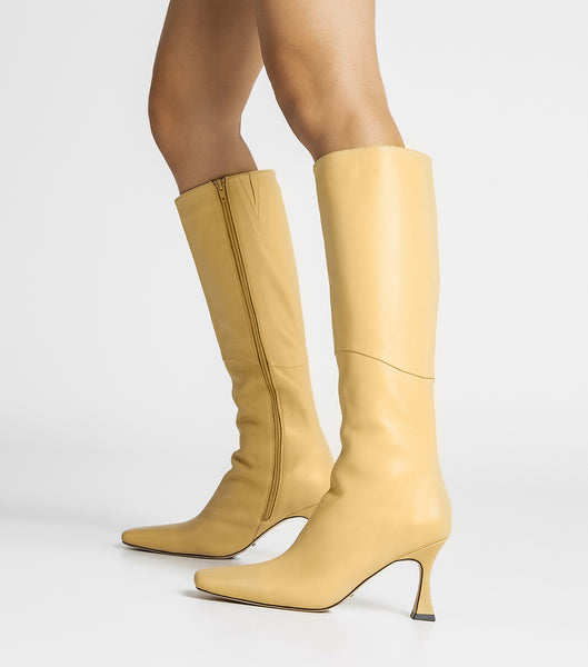 Tony Bianco Fantasy Butter Nappa 8cm Stiletto Boots Yellow | FSGHY51376