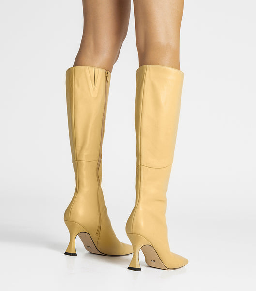 Tony Bianco Fantasy Butter Nappa 8cm Stiletto Boots Yellow | FSGHY51376