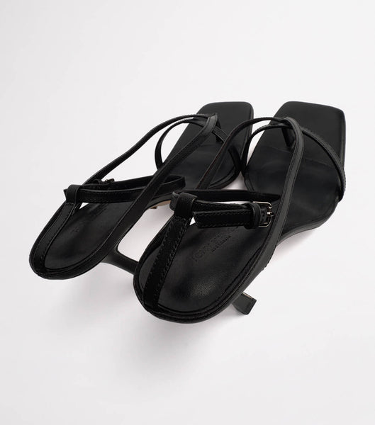 Tony Bianco Faythe Black Kid 10.5cm Thong Sandals Black | LSGTR74546