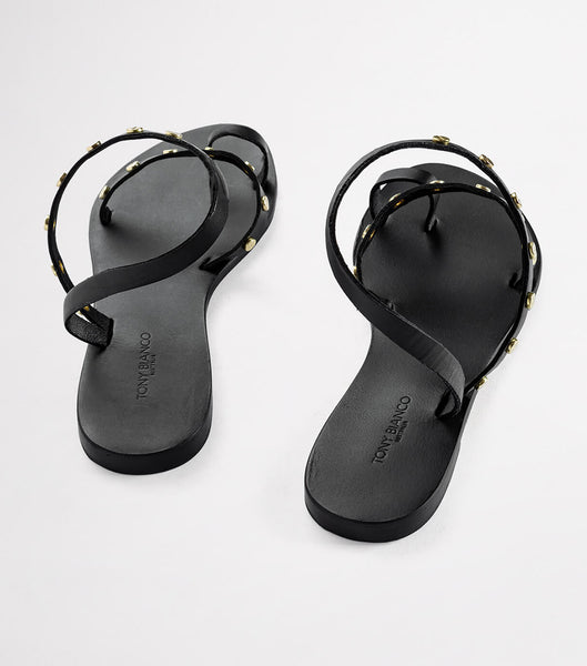 Tony Bianco Finola Black 1cm Flat Sandals Black | PSGQX87578