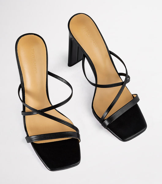 Tony Bianco Fior Black Kid 11cm Strappy Heels Black | FSGHY11569