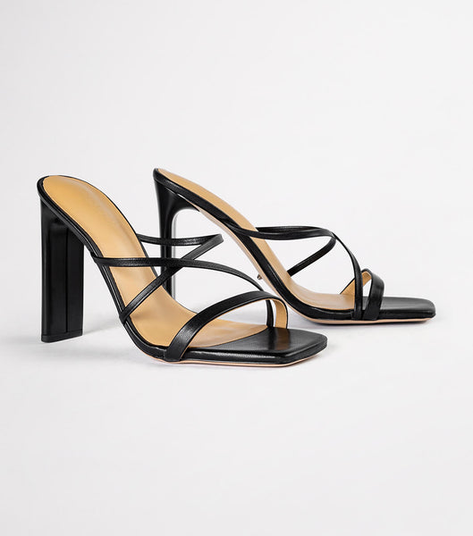 Tony Bianco Fior Black Kid 11cm Strappy Heels Black | FSGHY11569