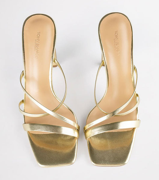 Tony Bianco Fior Gold Nappa Metallic 11cm Strappy Heels Gold / Metal | SGICD89193