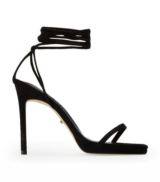 Tony Bianco Fleur Black Suede 11cm Strappy Heels Black | BSGSD29761