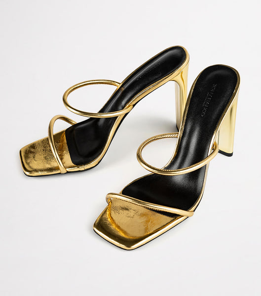 Tony Bianco Florence Gold Foil 11cm Block Heels Gold | PSGQX31698