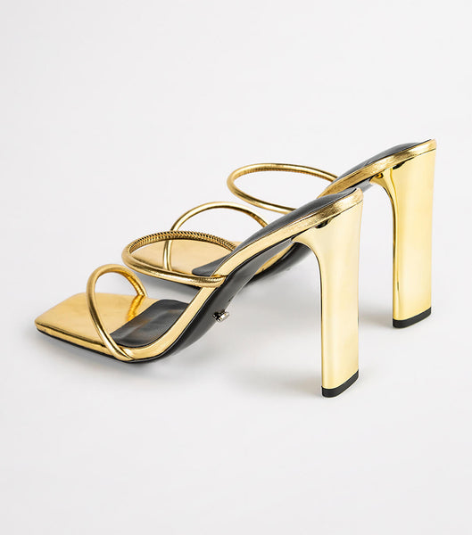 Tony Bianco Florence Gold Foil 11cm Block Heels Gold | PSGQX31698