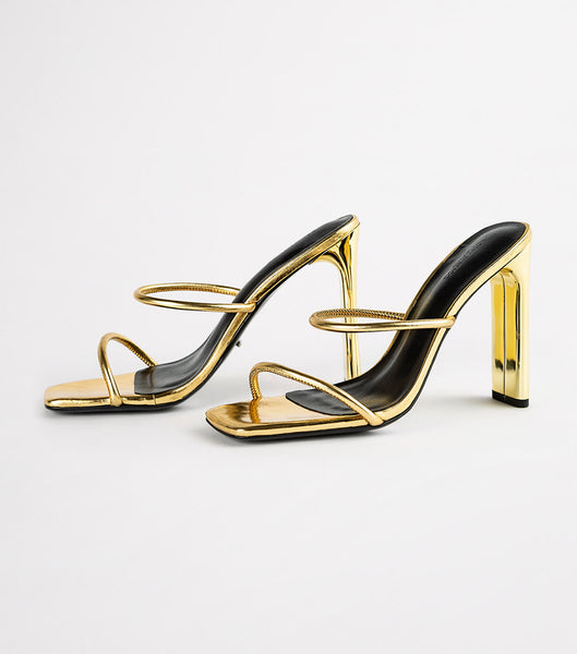 Tony Bianco Florence Gold Foil 11cm Strappy Heels Gold | PSGQX70645