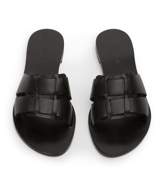 Tony Bianco Force Black 1cm Flat Sandals Black | SGZPD95126