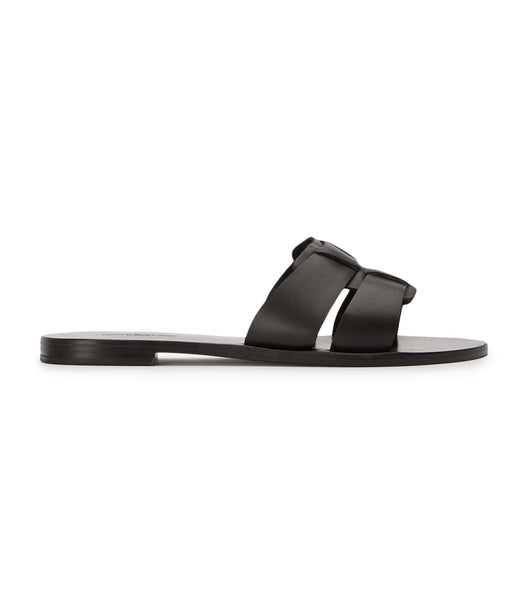 Tony Bianco Force Black 1cm Flat Sandals Black | SGZPD95126