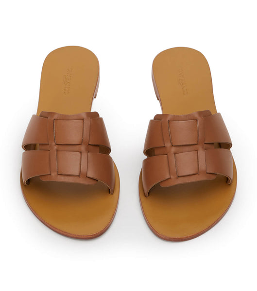 Tony Bianco Force Tan 1cm Flat Sandals Brown | SGXMI52948