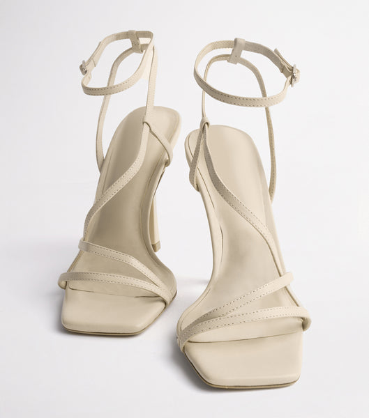 Tony Bianco Franci Vanilla Sheep Nappa 10.5cm Strappy Heels Light Yellow | SGQAV25898