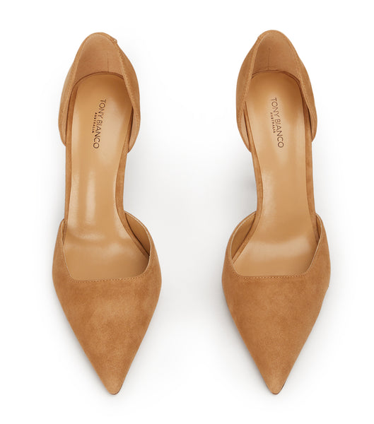 Tony Bianco Gala Butterscotch Suede 10cm Event Heels Beige | LSGSX19133