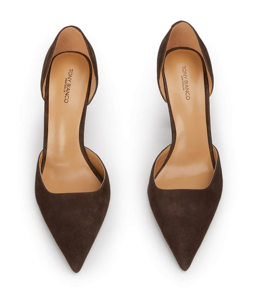 Tony Bianco Gala Espresso Suede 10cm Event Heels Chocolate | ZSGMJ60682