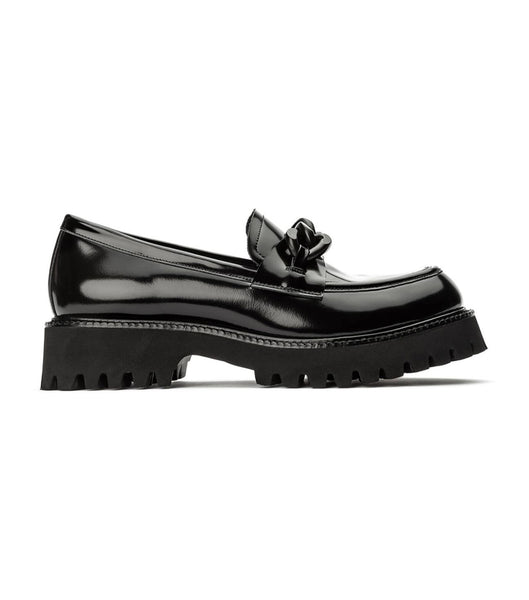 Tony Bianco Georgi Black Hi Shine 4cm Loafers Black | SGJBT99823