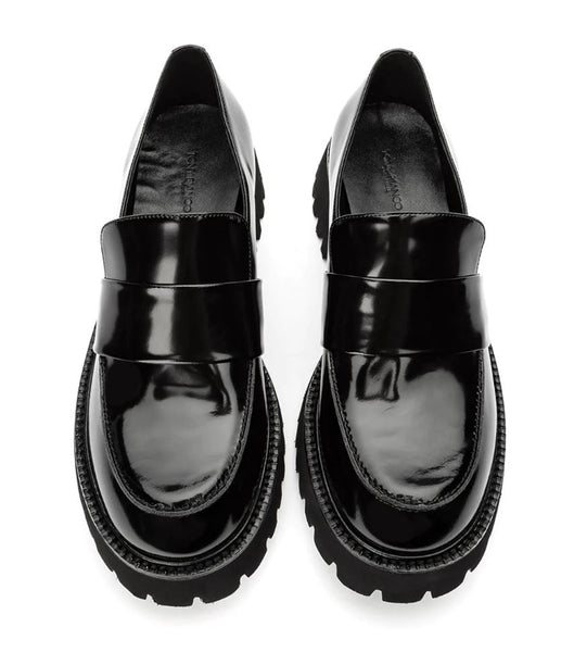 Tony Bianco Gisele Black Hi Shine 4cm Loafers Black | SGQAV78112