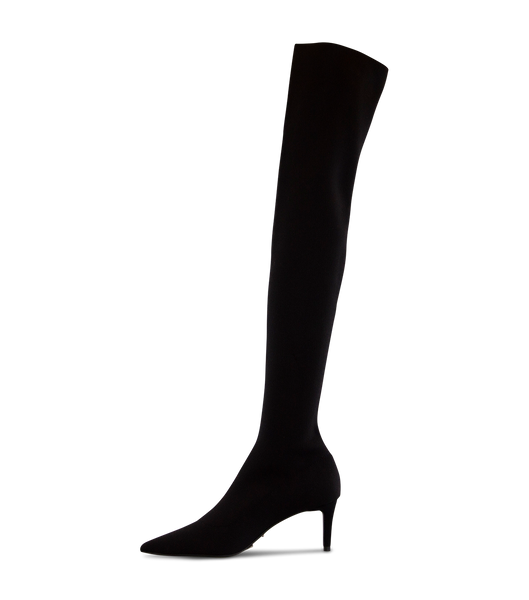 Tony Bianco Gracie Black Sock Knit 6.5cm Stiletto Boots Black | SGQCS86082